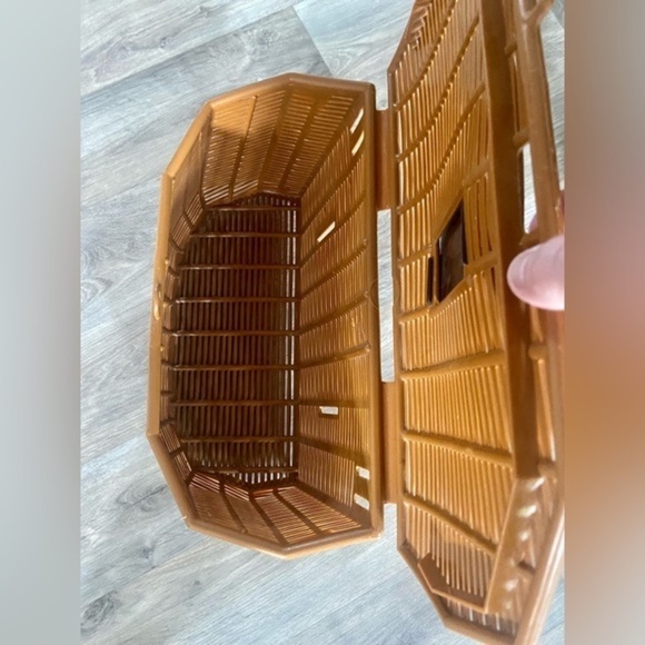 3/55$ Vintage Wicker Jaleau orange plastic fish basket made in Canada - Picture 7 of 15